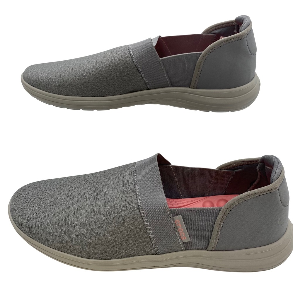 Crocs Reviva Slip On Sneakers Womens 10 Grey Pink Massage Footbed 205675